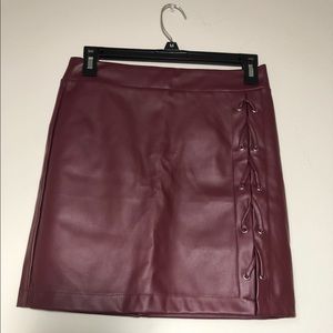 Burgundy Leather Skirt